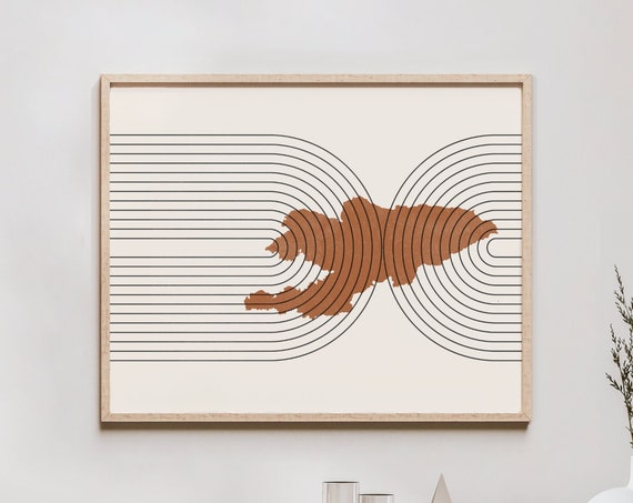 Kyrgyzstan Mid-Century Map Retro Decor Art Print