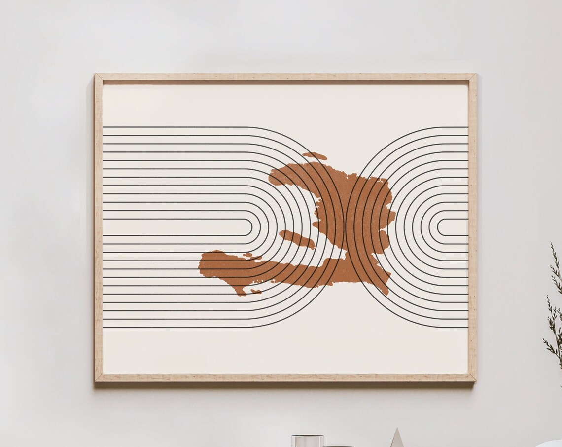 Haiti Mid-Century Map Retro Travel Poster