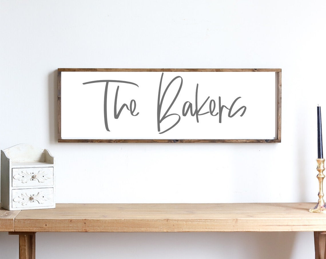 Last Name Sign Family Name Sign Wood Family Sign Wedding Gift Established Sign Wood Framed Sign Farmhouse Sign