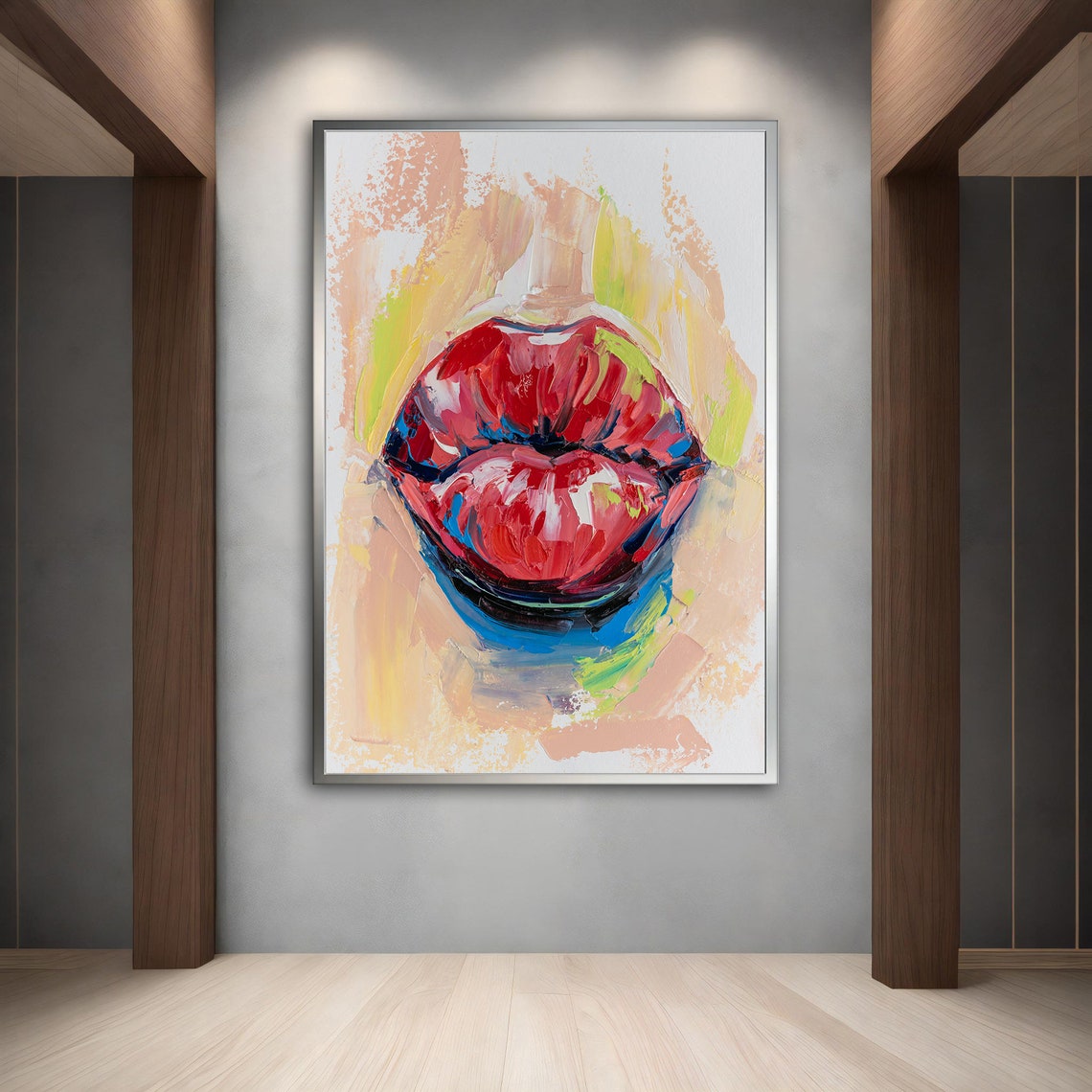 Red Lips Pop Art Painting Colorful Abstract Lip Wall Art Print - Image 4
