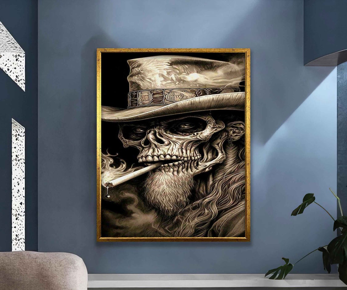 Skull Modern Wall Art Skull Wall Art Skull Skull Print Skull Wall Decor Skull Poster Skull Framed - Image 2