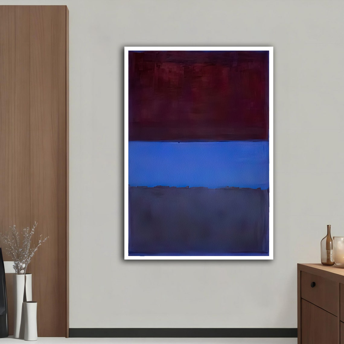 Rothko Style Maroon Blue Color Field Abstract Wall Art Poster - Image 4