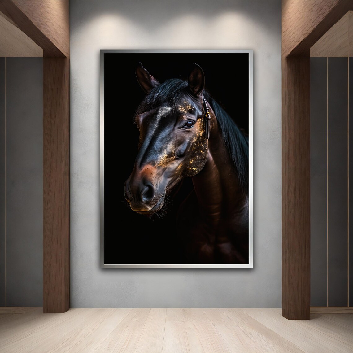 Black And Gold Horse Print Horse Wall Art Animal Animal Print Black Horse Black Horse Wall Decor - Image 5