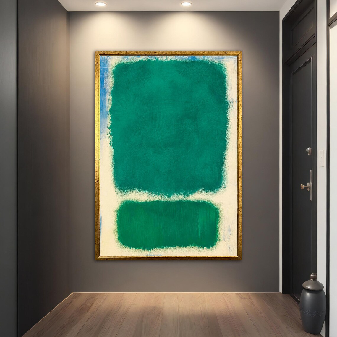 Rothko Style Emerald Green Cream Color Field Abstract Wall Art Print - Image 3