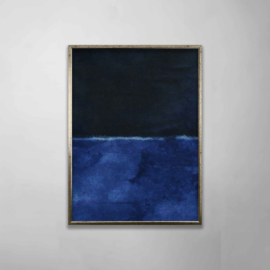 Deep Navy Blue Color Field Abstract Painting Art Wall Poster - Image 3