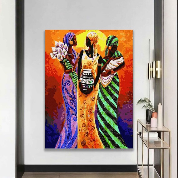 Colorful African Womans Modern Wall Art Ethnic Wall Art Ethnic Wall Decor Colorful African African Womans Wall Art