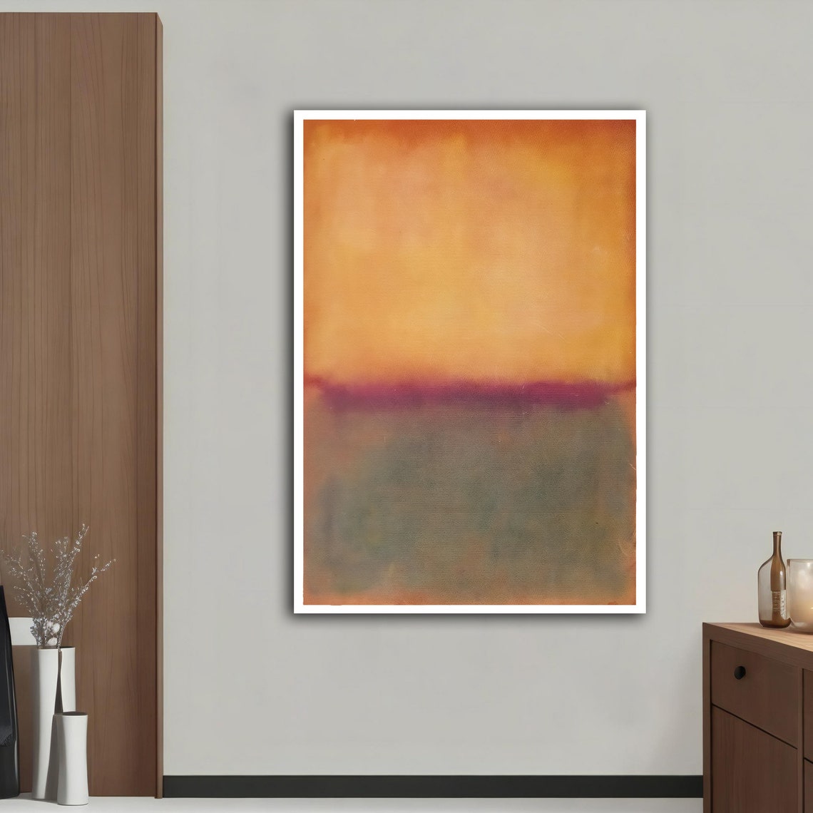 Orange Color Field Abstract Painting In Rothko Style Art Poster - Image 4