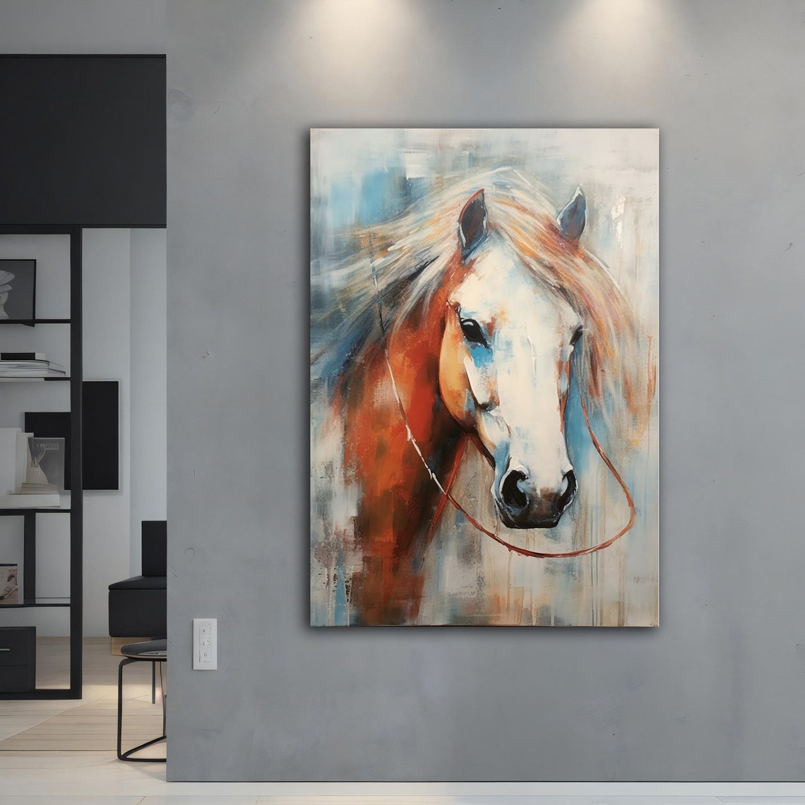 Chestnut Horse Portrait Painterly Equine Head Wall Art Poster - Image 5