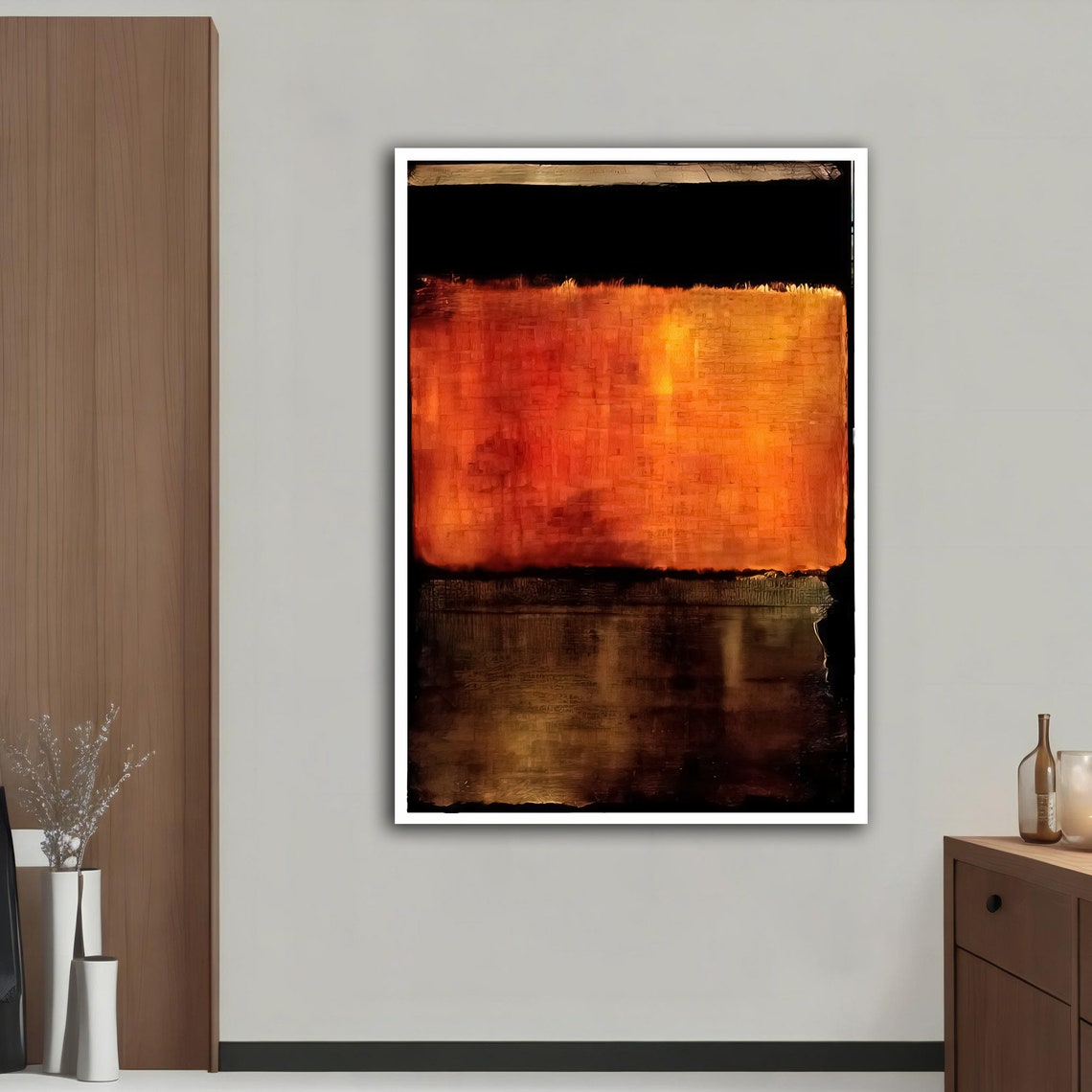 Burnt Orange Black Abstract Color Field Bold Modern Wall Art Poster - Image 2