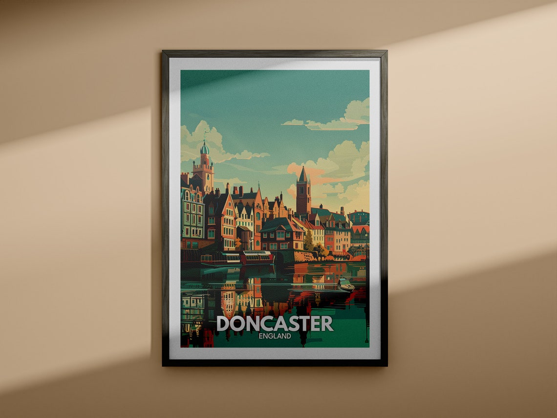 Doncaster Riverside Old Town Evening Reflections England Poster - Image 4