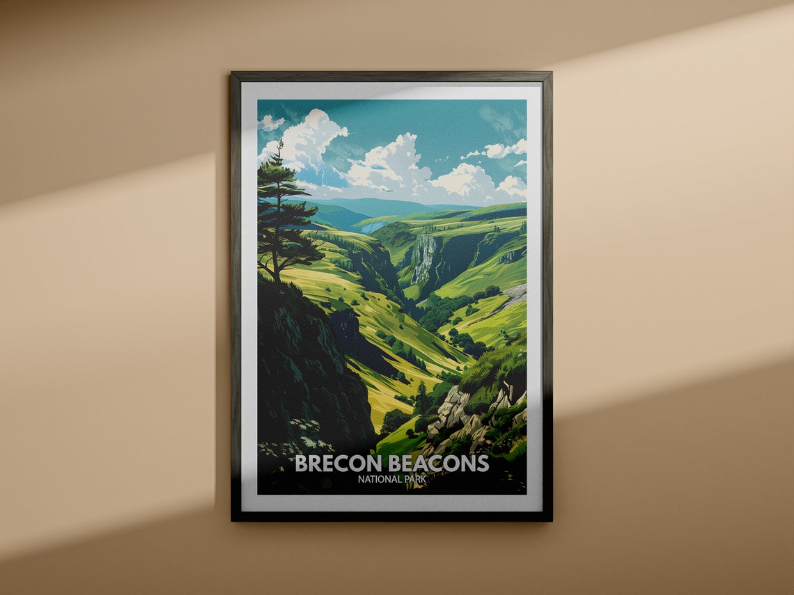 Brecon Beacons National Park Green Valleys Vintage Travel Poster - Image 4