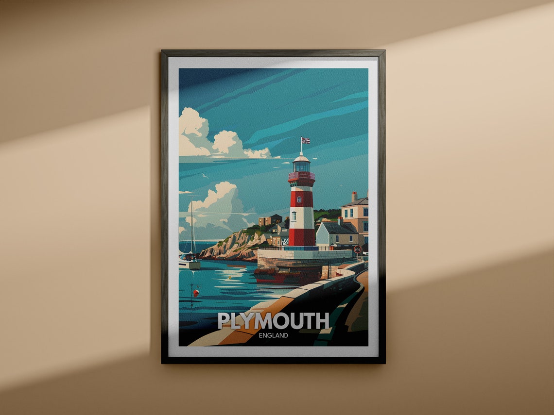 Plymouth Smeaton Tower Lighthouse Harbour Devon England Poster - Image 4