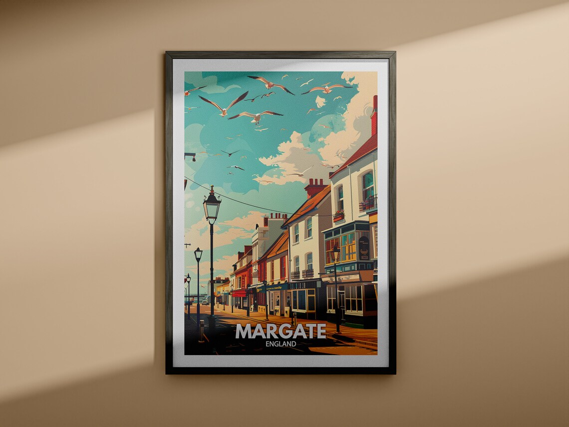 Margate England Seaside Street Seagulls Summer Travel Poster - Image 4
