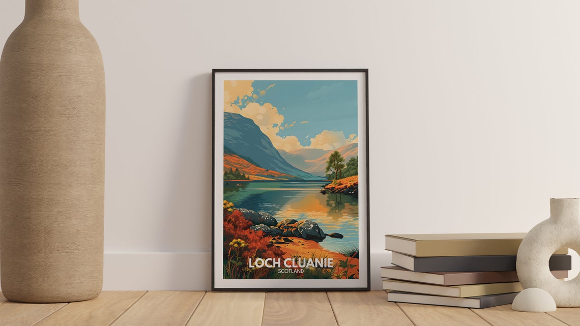 Loch Cluanie Print Loch Cluanie Poster Scotland Lake Travel Poster Lake Wall Art Decor United Kingdom Lake Art Scotland Nature Poster - Image 3