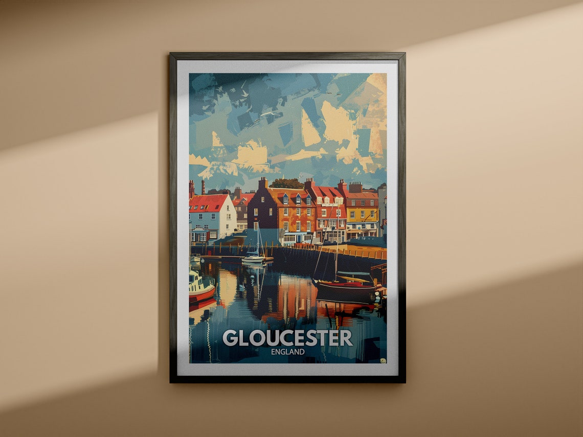 Gloucester England Harbor Colorful Waterfront Town Travel Poster - Image 4