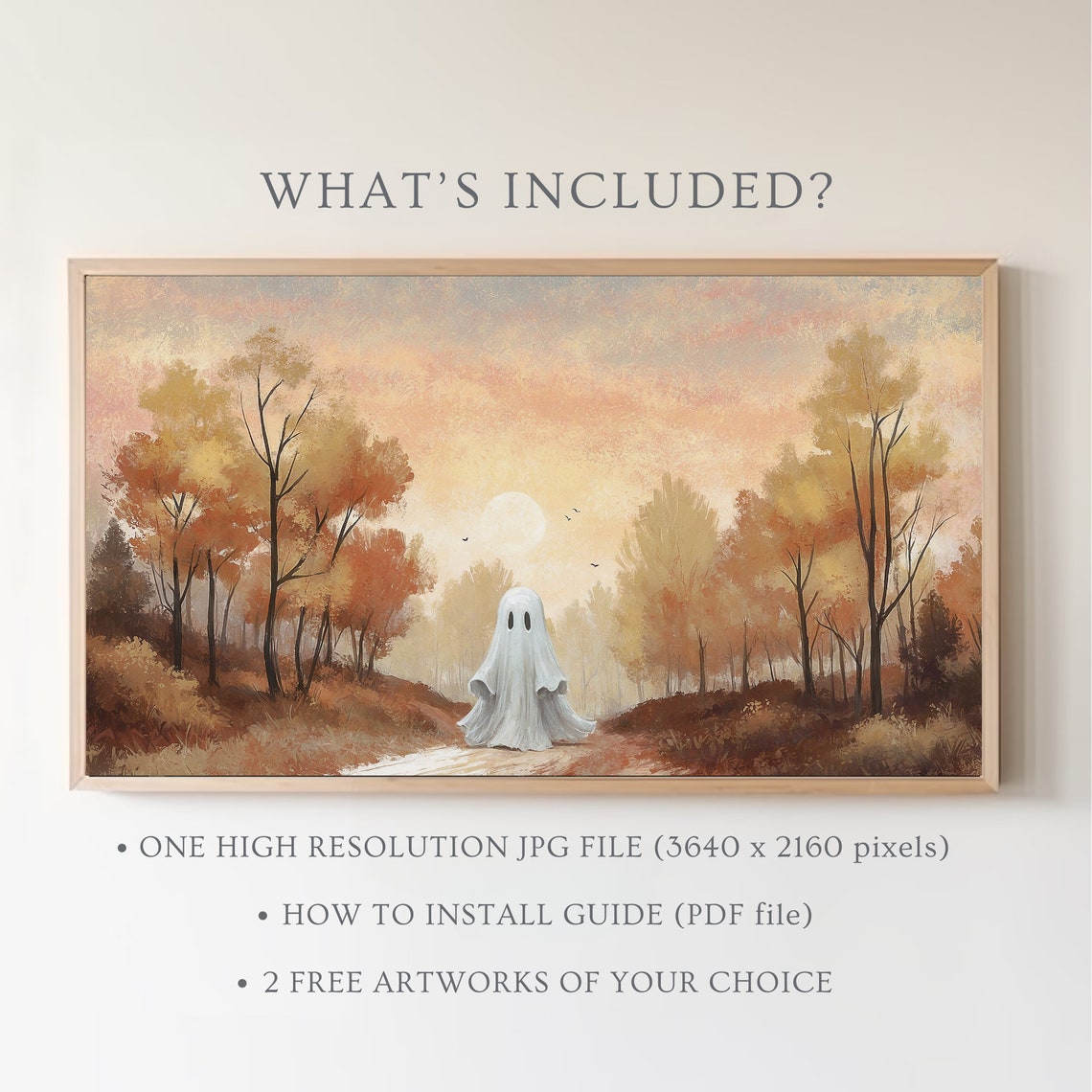 Lonely Ghost In Autumn Woods Under Moon Vintage Halloween Poster - Image 5