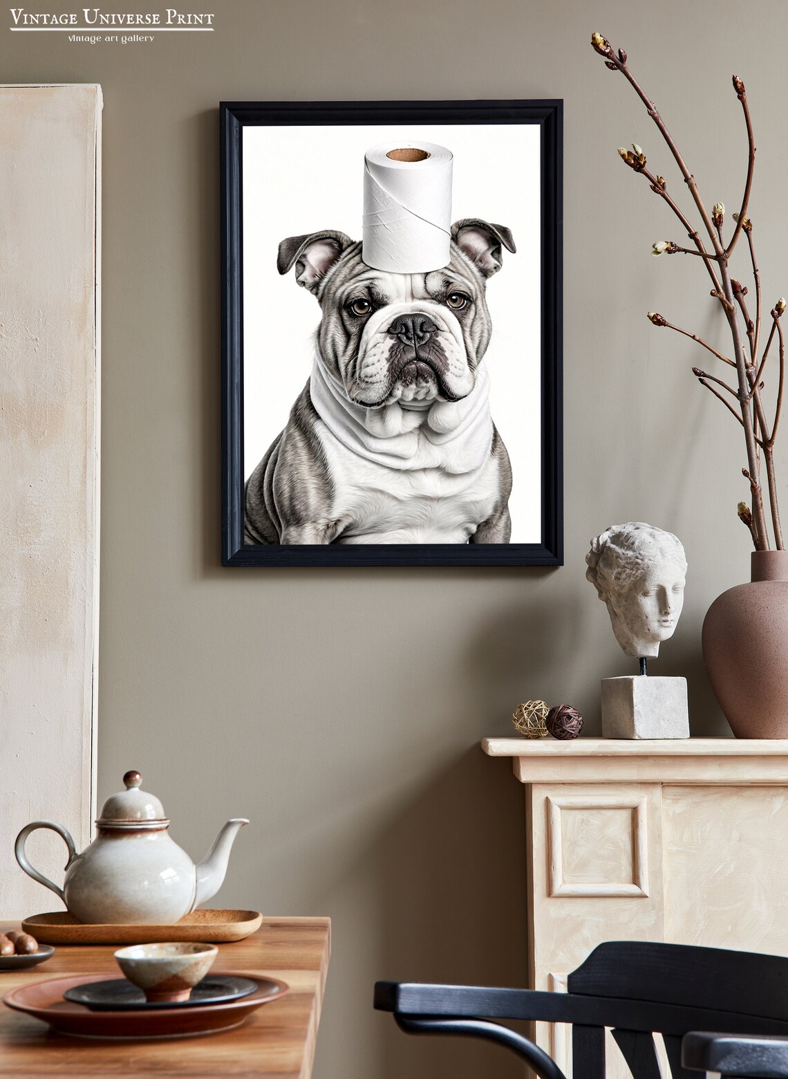 Bathroom Art English Bulldog Toilet Paper Bathroom Wall Art Bathroom Kids Art Bathroom Decor Bathroom Wall Decor Toilet Dog - Image 2