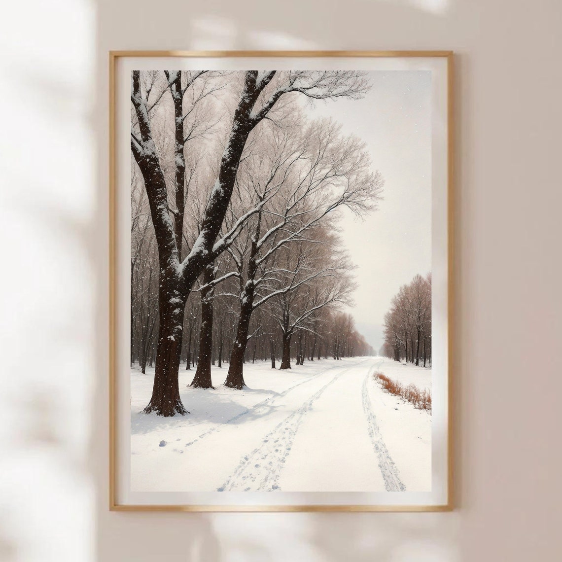 Snow Covered Road Through A Silent Winter Forest Landscape Poster - Image 4
