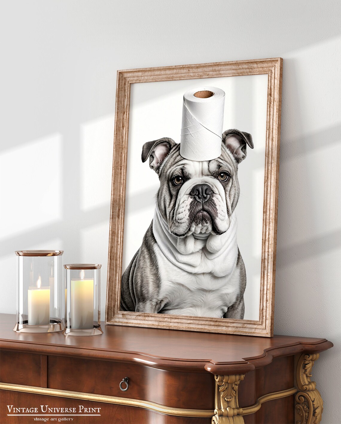 Bathroom Art English Bulldog Toilet Paper Bathroom Wall Art Bathroom Kids Art Bathroom Decor Bathroom Wall Decor Toilet Dog - Image 3
