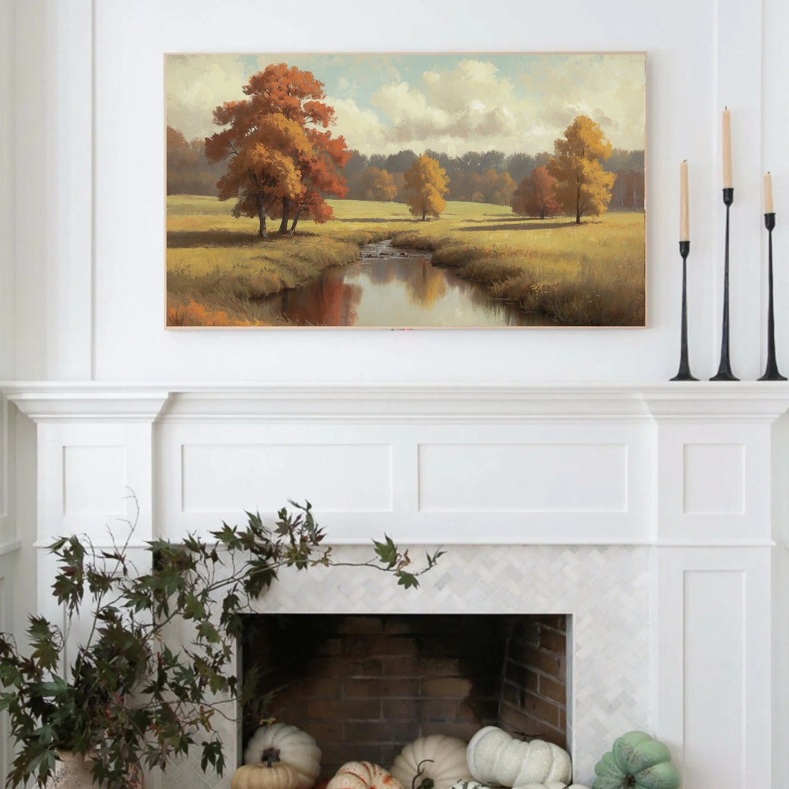 Autumn River Landscape Golden Fall Trees Water Reflection Poster - Image 2