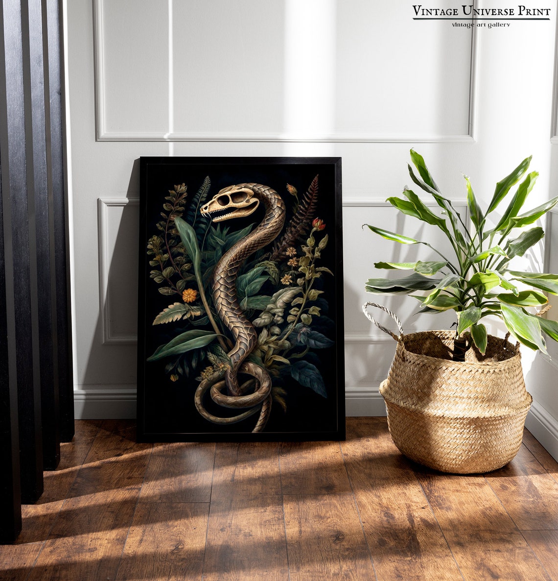 Skeleton Snake Wrapped in Dark Botanical Foliage Gothic Poster - Image 4