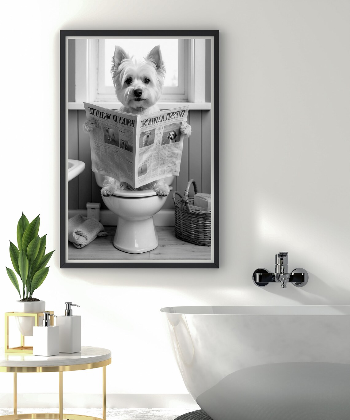 Dog On Toilet Bathroom Print Dog Animal Bathroom Wall Art Animal On Toilet Wall Art Funny Bathroom Wall Art Bathroom Decor - Image 2