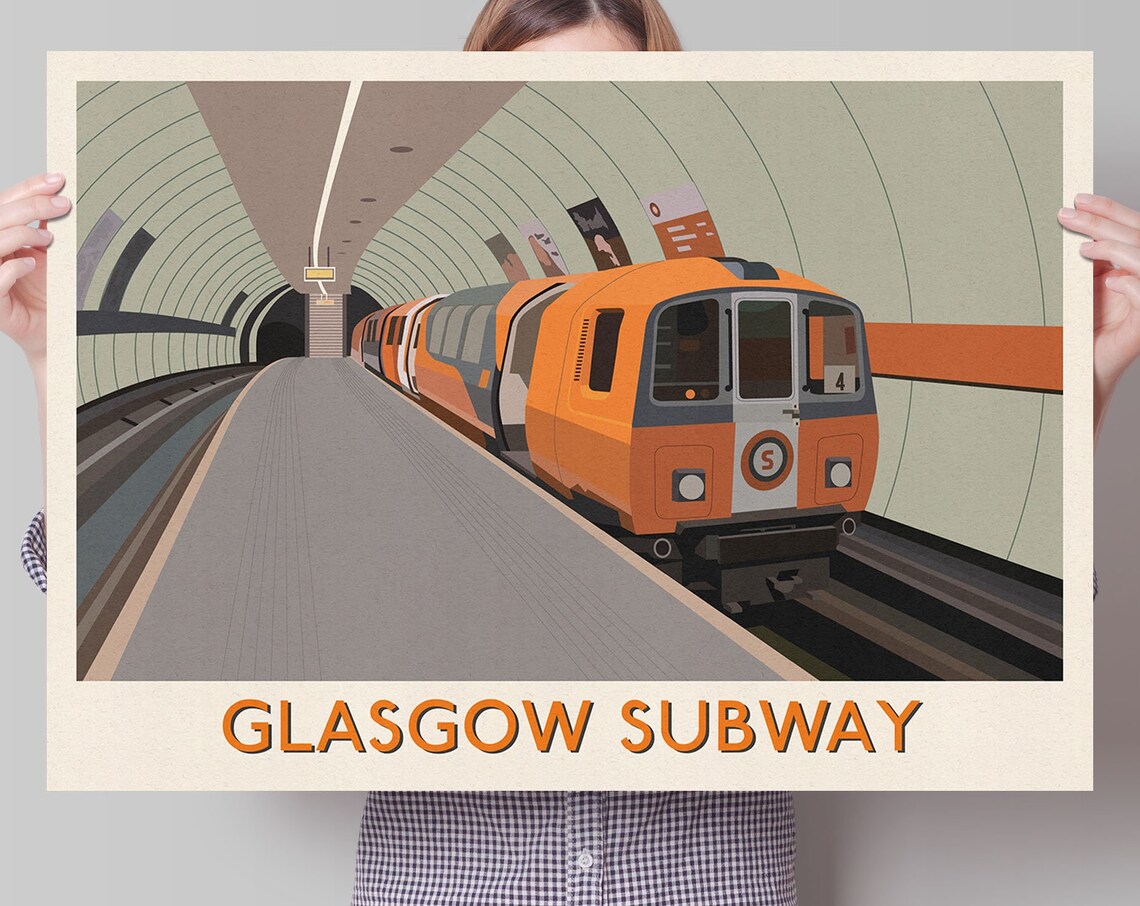 Glasgow Subway Underground Poster, Travel Poster