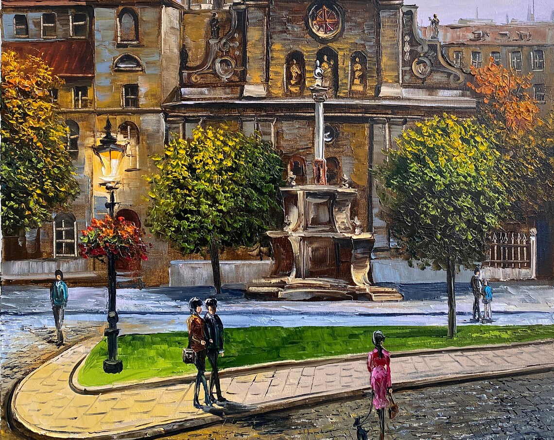 Lviv Ukraine Old Town Night Cityscape Art Print