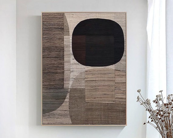 Neutral Beige Abstract Textured Painting Beige Wall Art Black Beige Wabi Sabi Wall Art Modern Abstract Painting Neutral Minimalist Painting