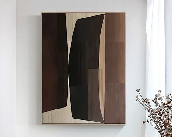 Brown Wabi Sabi Wall Art Beige Brown Abstract Painting Neutral Wall Decor Boho Textured Wall Art Brown Minimalist Painting Entrance Wall Art