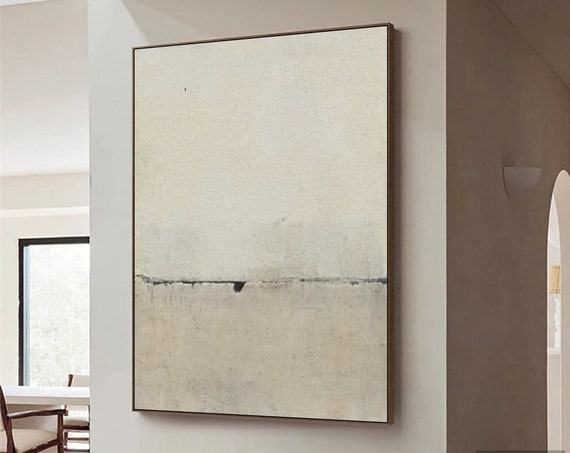 Beige Wabi Sabi Wall Art Beige White Abstract Painting Boho Textured Wall Art Neutral Wall Decor Beige Minimalist Painting Entrance Wall Art