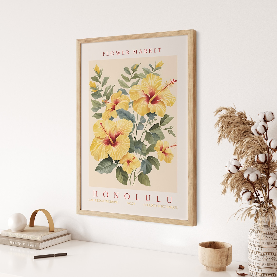 Flower Market Honolulu Yellow Hibiscus Tropical Floral Poster - Image 3