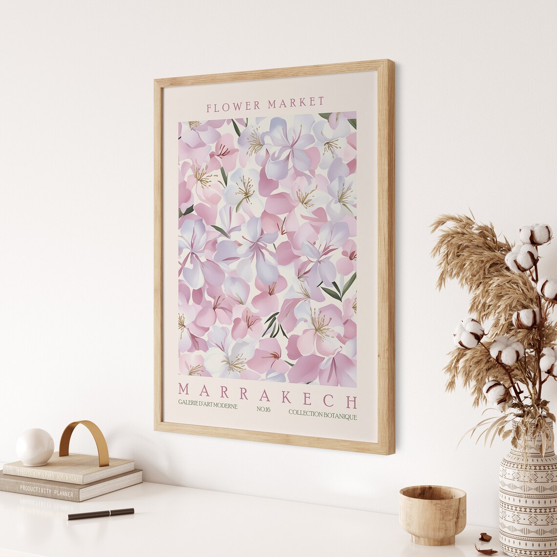 Flower Market Marrakech Oleander Blossom Botanical Art Poster - Image 3