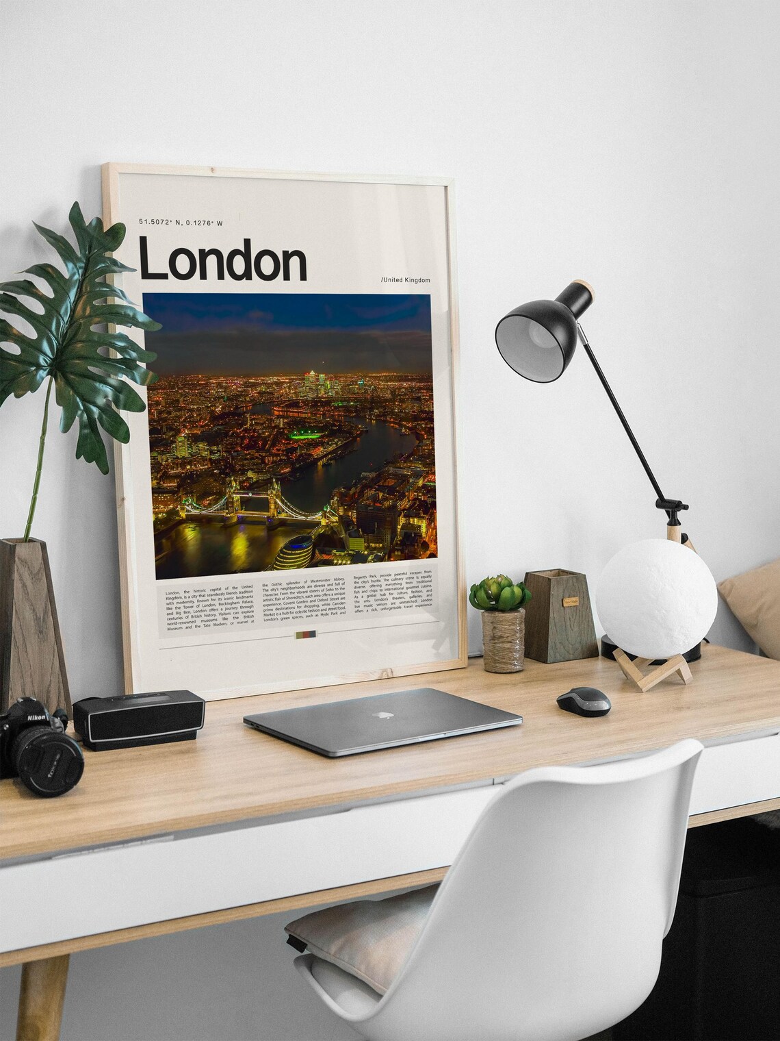 London Night City Lights Tower Bridge Over Thames UK Travel Poster - Image 2