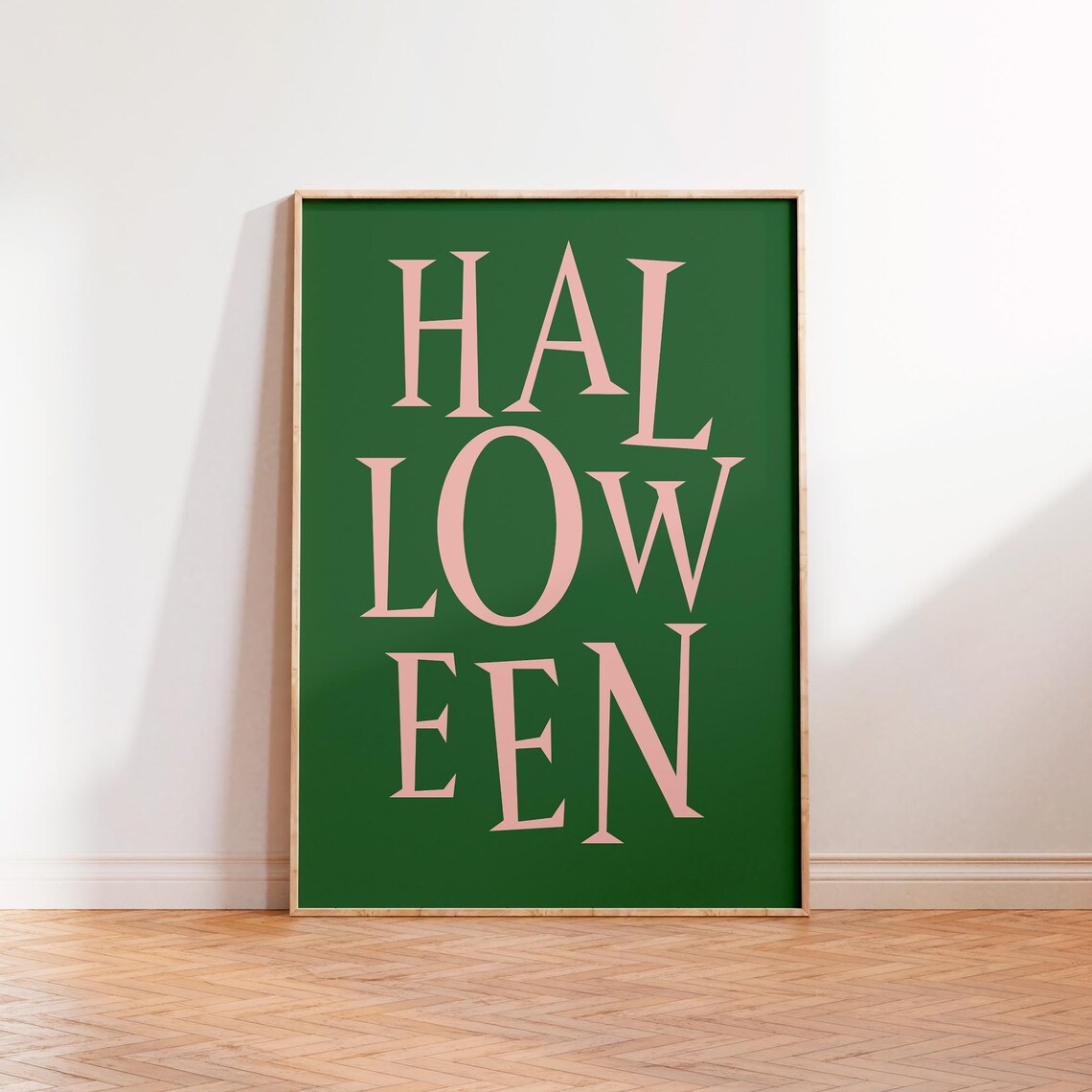 Halloween Serif Lettering Poster In Black On Blush Pink Portrait - Image 2