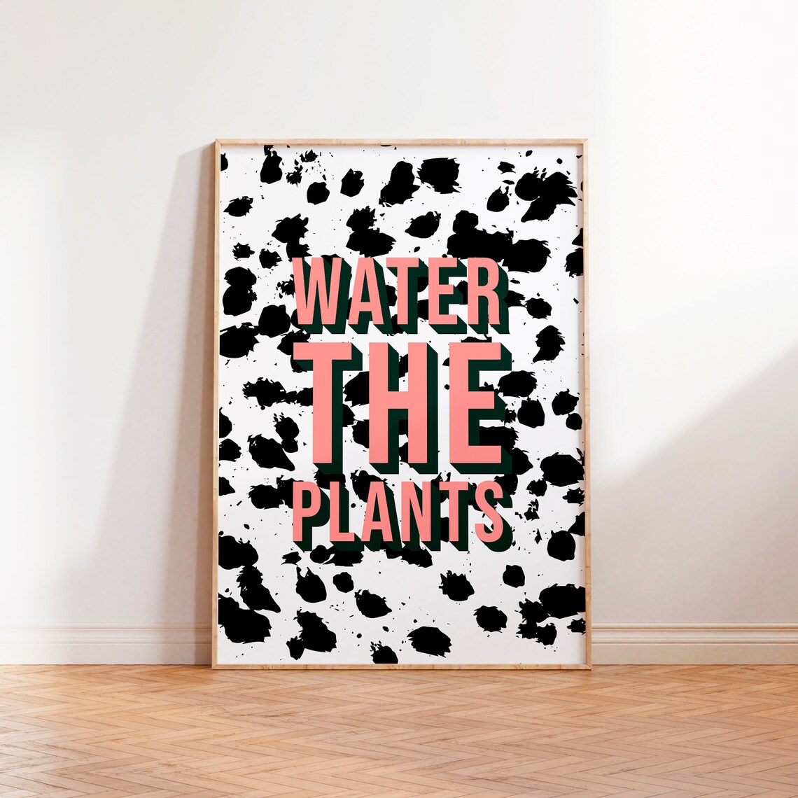 Water the Plants Retro Block Letter Pink Plant Lover Typography Poster - Image 2