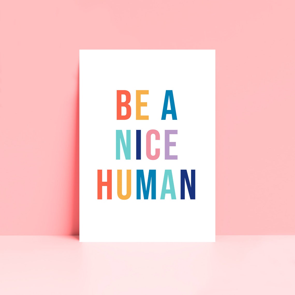 Be a Nice Human Colorful Block Letter Kindness Quote Wall Poster - Image 2