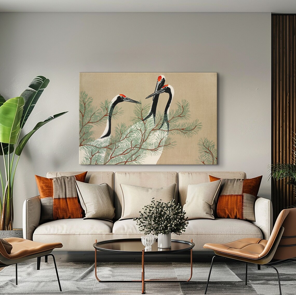 Cranes From Momoyogusa Flowers Of A Hundred Generations By Kamisaka Sekka Paintings Vintage Birds Poster Animal Friendship Print - Image 5