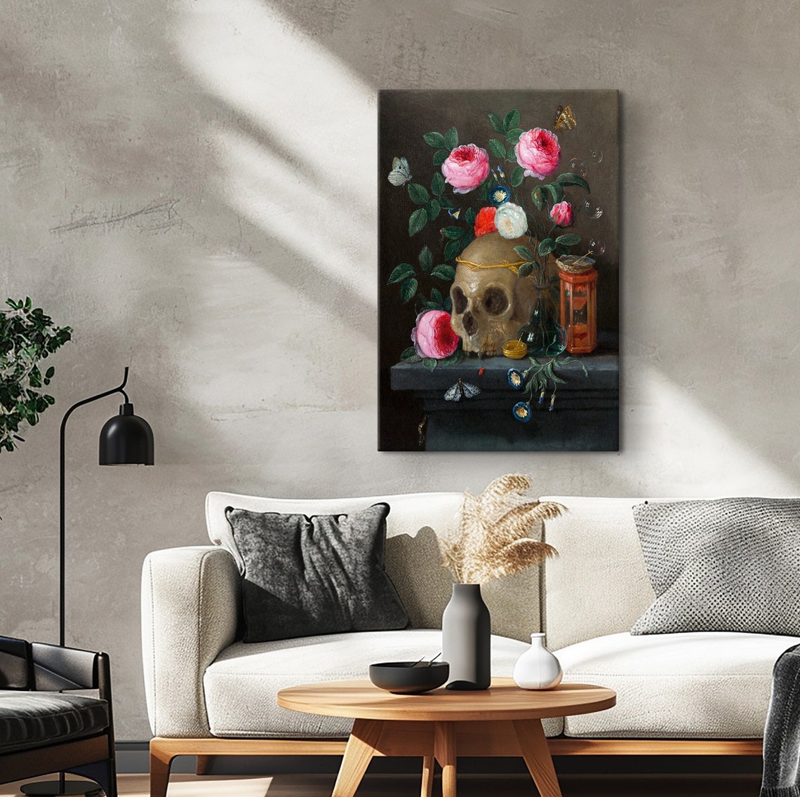 Gothic Skull Vanitas Still Life Crowned With Roses Classic Poster - Image 3