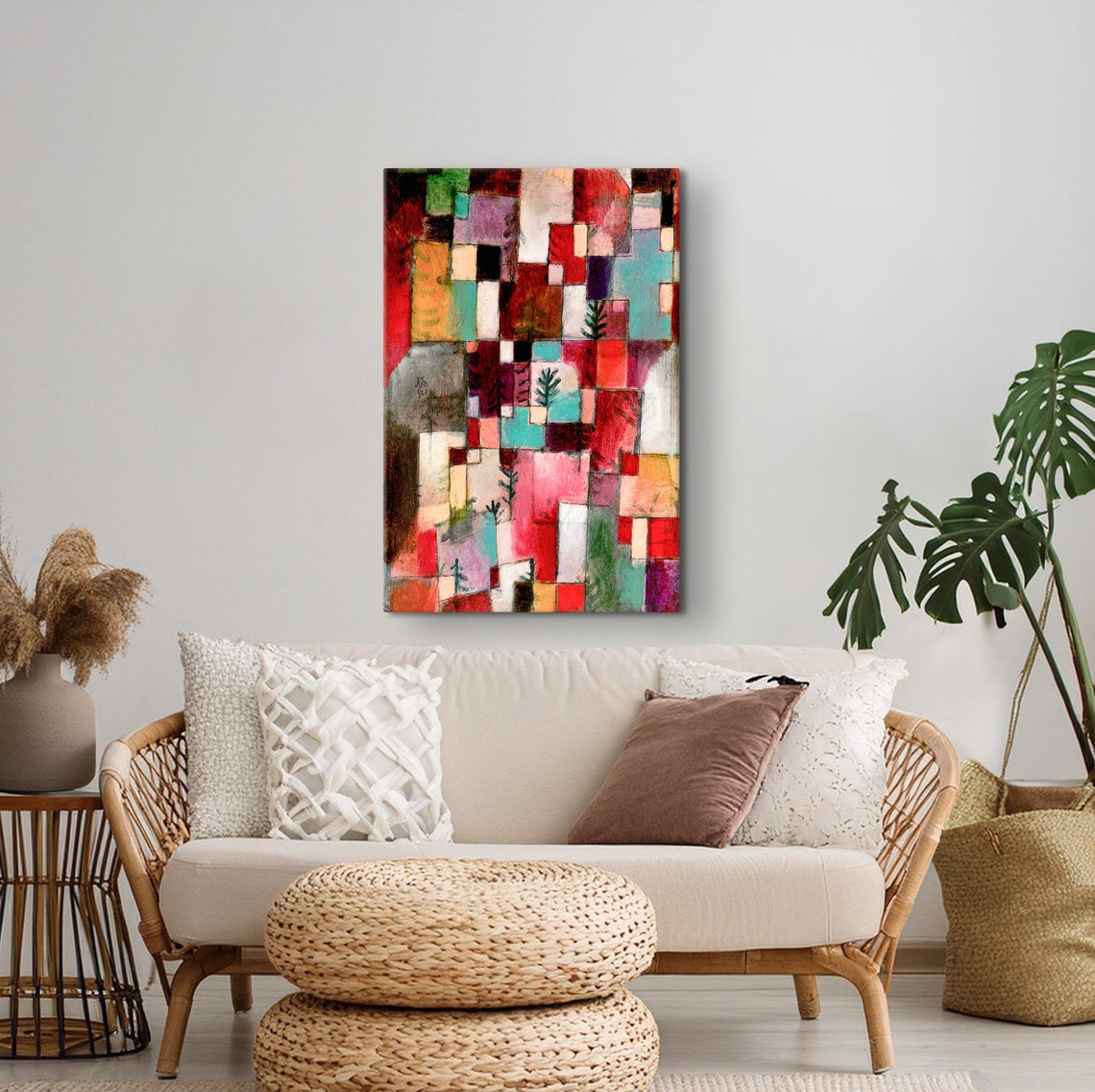 Paul Klee Red Forest 1922 Mosaic Blocks Trees Abstract Poster - Image 2