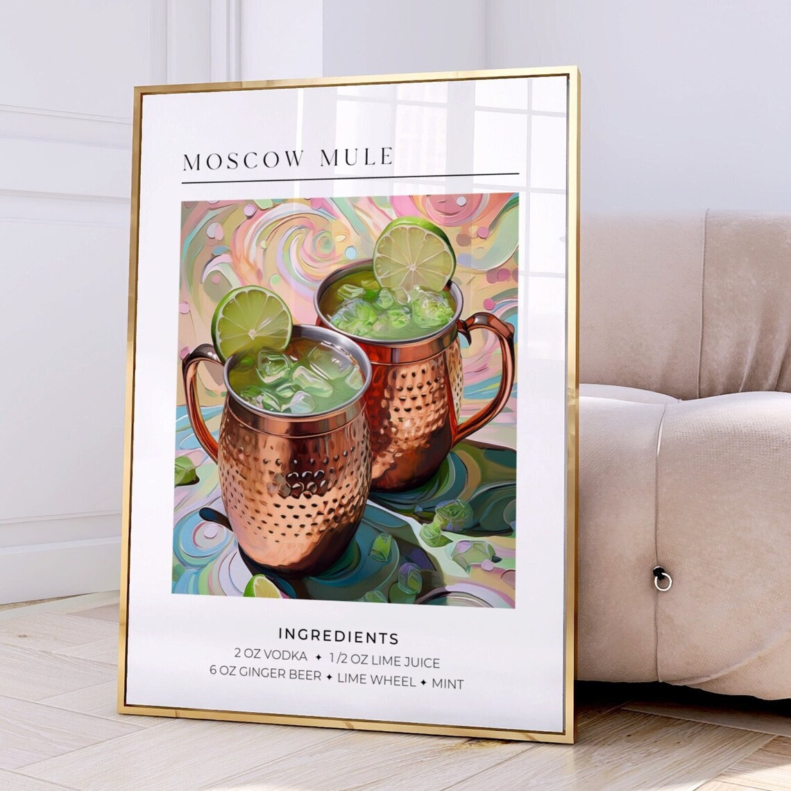 Moscow Mule Cocktail, Trendy Bar Cart Decor Poster