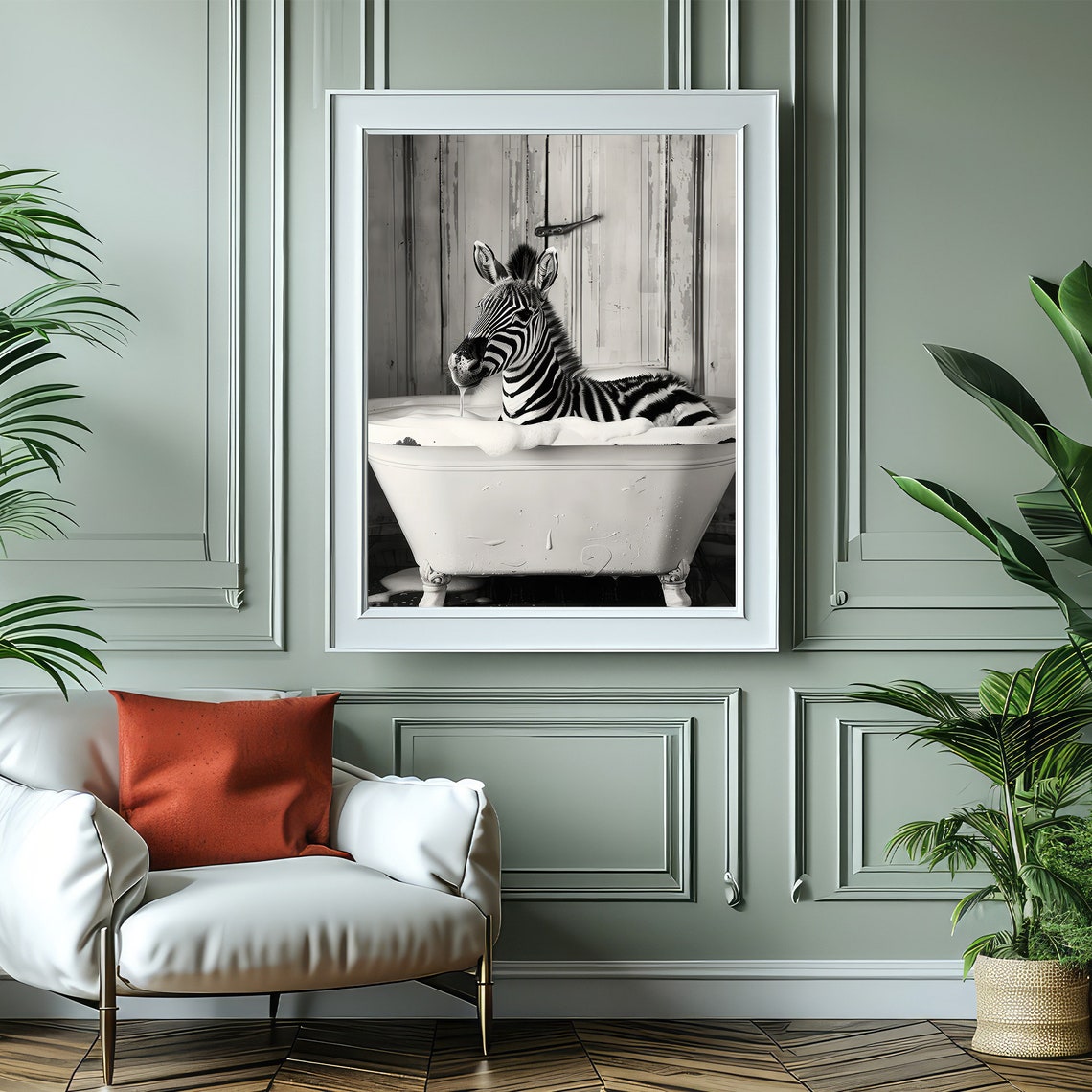 Cute Zebra In Tub Wall Art Zebra Photo Zebra Art Bathroom Art Print - Image 4