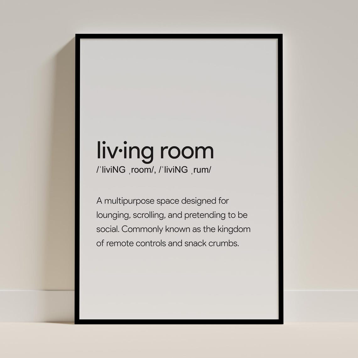 Funny Living Room Definition Sign Modern Dictionary Humor Art Print
