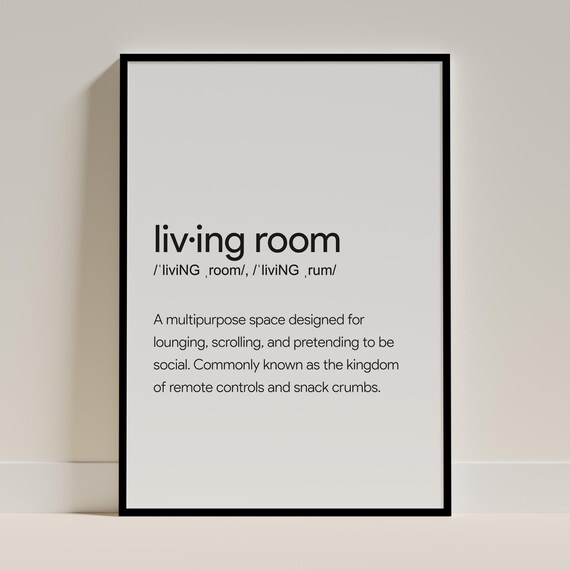 Funny Living Room Definition Sign Modern Dictionary Humor Art Print
