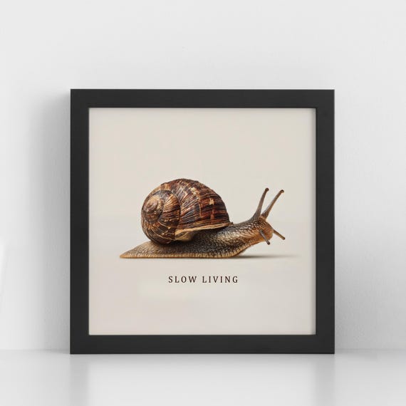 Minimalist Snail Wall Art Slow Living Quote Print Modern Animal Poster Inspirational Nursery Decor Mindfulness Gift Nature