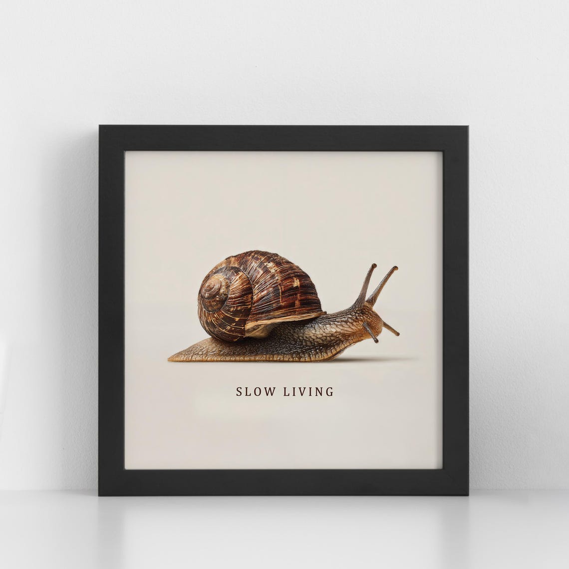Slow Living Snail Minimalist Quote Art Square Format Modern Poster