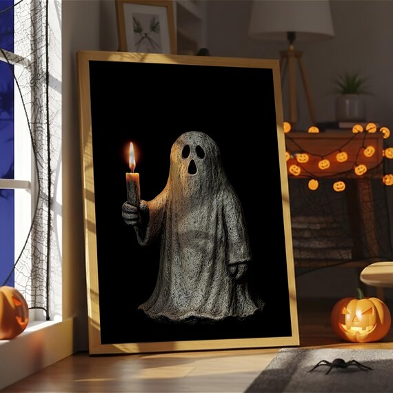 Holding Candle Halloween Wall Art Gothic Spooky Horror Decor Haunted House