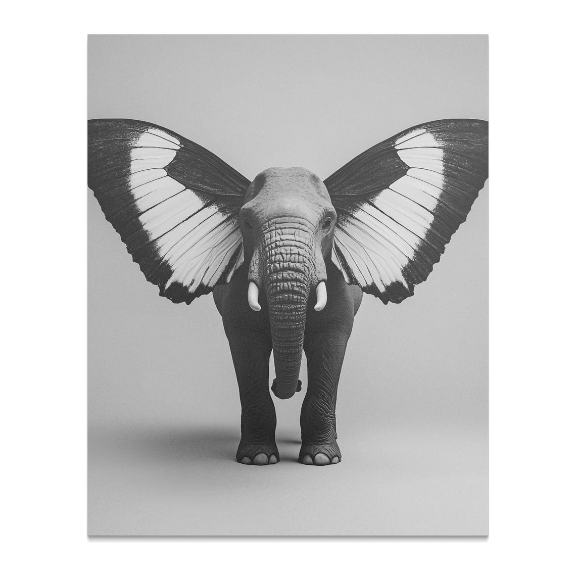 Elephant With Butterfly Wings Wall Art Animal Print Unique Home Decor Creative Artwork Elephant Butterfly Poster Nature Illustration - Image 2