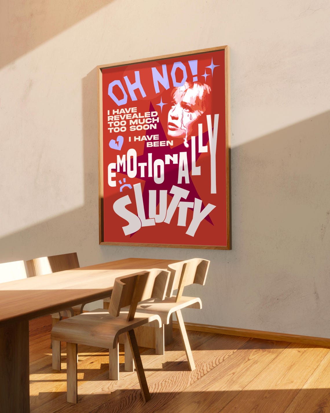 Eclectic 60s Quote Prints Funny Wall Art Red Emotionally Print Maximalist Poster 70s Decor Retro Wall Art Instant Png - Image 2