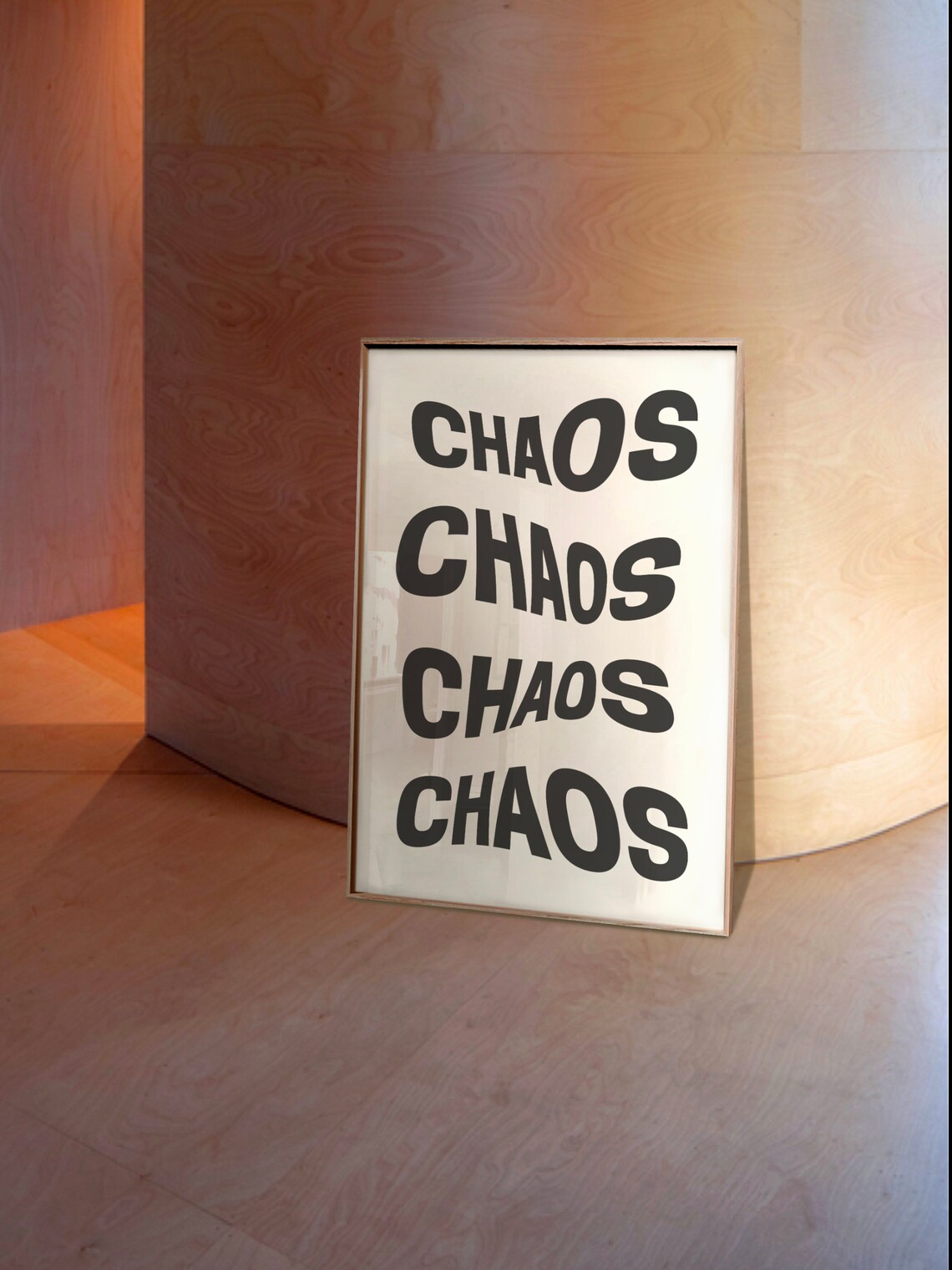 Chaos Repeat Wavy Black and White Monochrome Typography Poster - Image 2